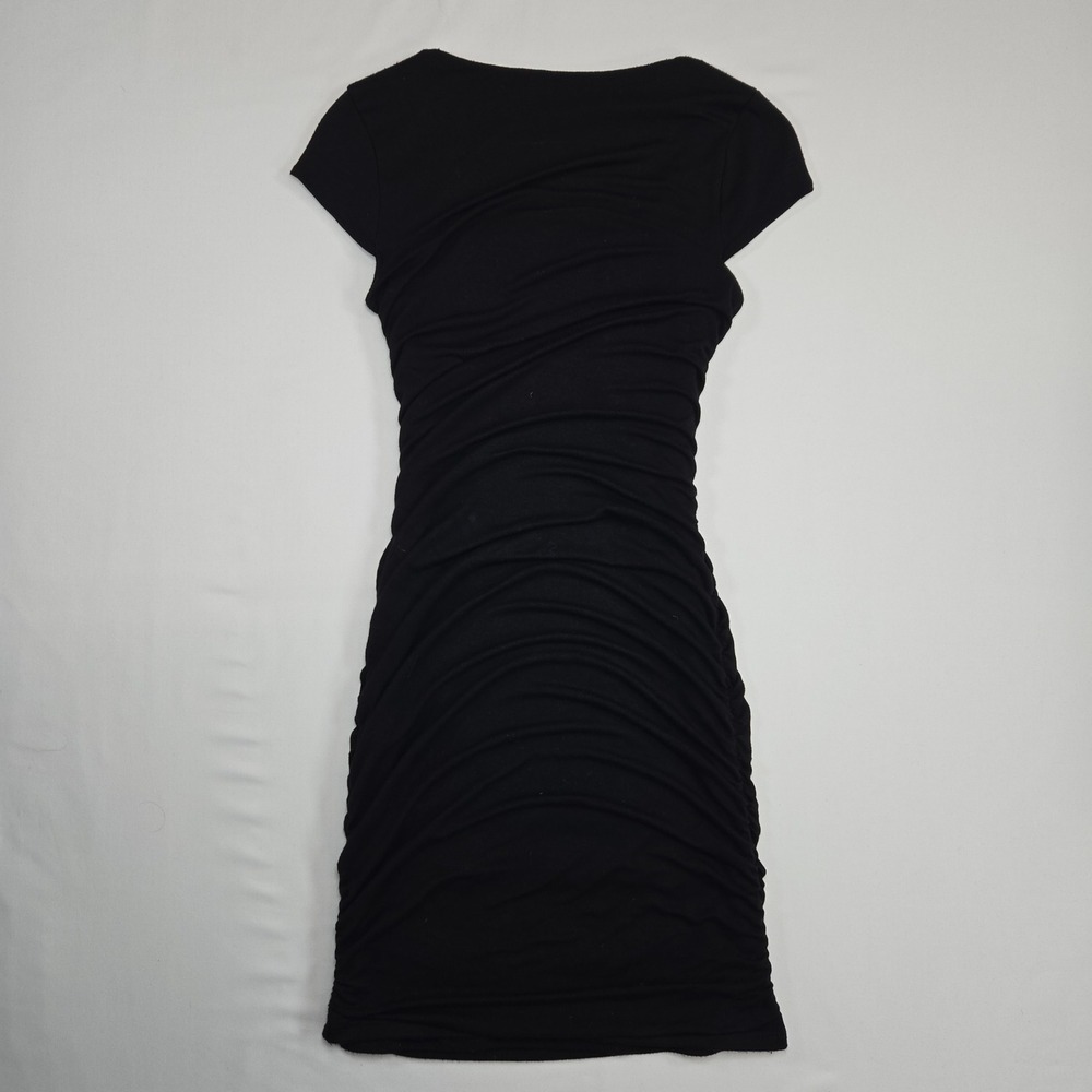 Deb Black Stretch Ruched Bodycon Mini Dress Women's Small Y2K Whimsigoth - Picture 6 of 9